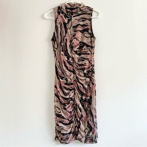 Wearever neutral swirl/ oil slick ruched bodycon dress | xsmall-medium